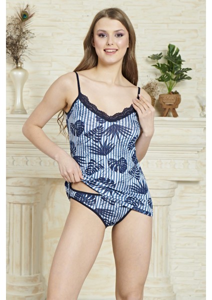 Kadın Şık Rahat Yazlık Mevsimlik Penye Atlet Külot Takım Pijama 5936 - Royaleks