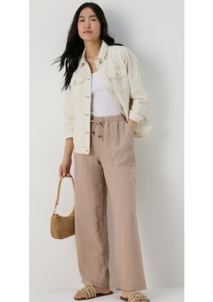 Cep Detaylı Viskon Pantolon