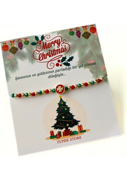 Yılbaşı Christmas Bilekliği Yeni Yıl Hediyesi Yonca Detaylı Şans Bileklik fiyatları