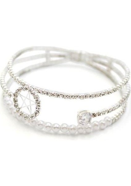 Incili Su Yolu Bileklik - Gümüş