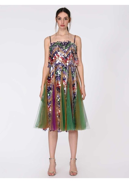 Tül Ve Pul Detaylı Nişan Elbisesi Standart Renk Y1911336_089 fiyatları