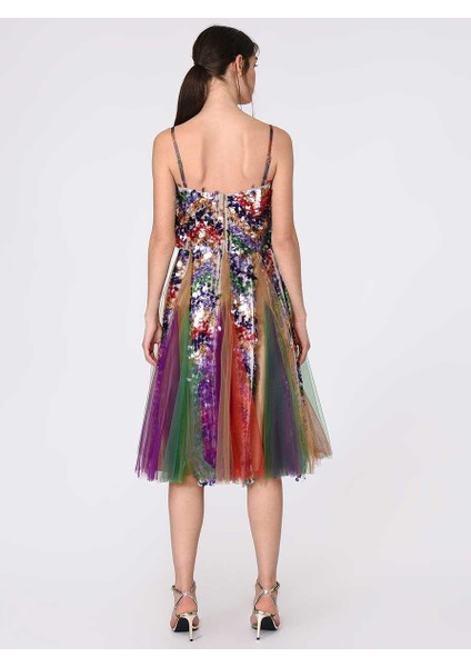 Tül Ve Pul Detaylı Nişan Elbisesi Standart Renk Y1911336_089 fırsatları