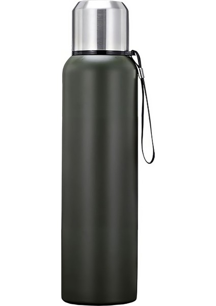 304 L Çelik 1000 ml Yeşil Kamp Piknik Termos Tutmalı Termos CIN492YS