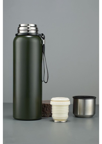 304 L Çelik 1000 ml Yeşil Kamp Piknik Termos Tutmalı Termos CIN492YS fırsatları