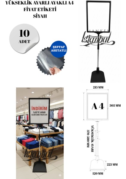 10 Adet Siyah A4 Ayaklı Fıyat Etiketi Çerçeveli Fıyat Etiketi Eşek Askılık Etiketi