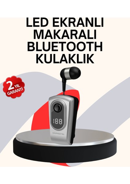Profesyonel Bluetooth Kulaklık – Klipsli, Titreşimli, Dijital Göstergeli