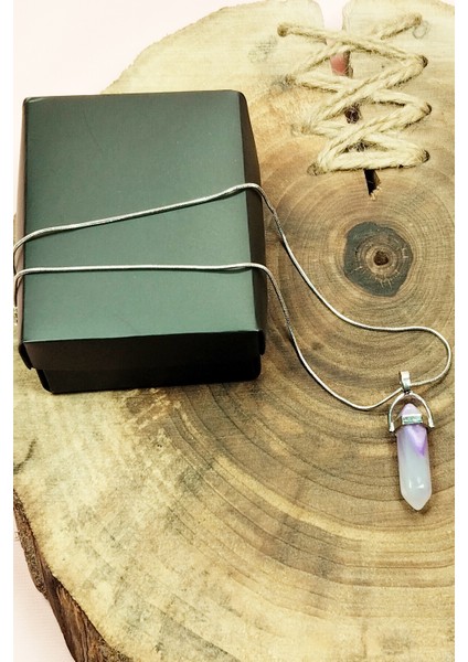 Florid Doğal Taşı Zincirli El Yapımı Tasarımlı Kolye Uç: 3,5 cm Zincir: 20 cm Kutulu modelleri