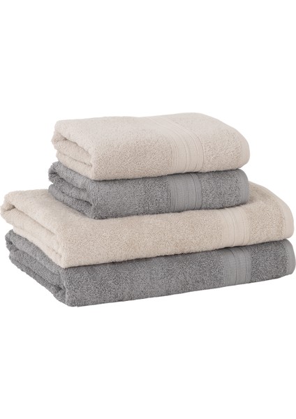 Angelina 4'lü Banyo Havlu Seti (50X90 CM/70X140 Cm) - Bej / Gri fırsatları