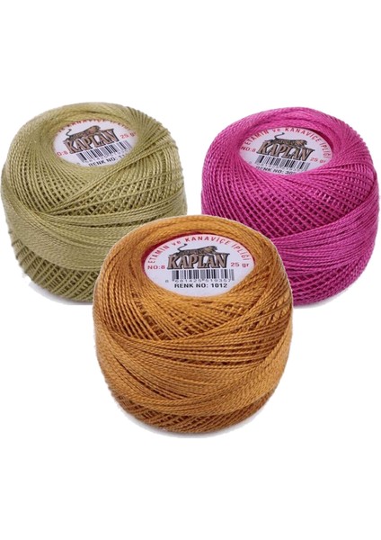 3 Adet Kaplan Etamin ve Kanaviçe Ipi 8 No Kod/renk: 118 - 305 - 1012 - Ryl
