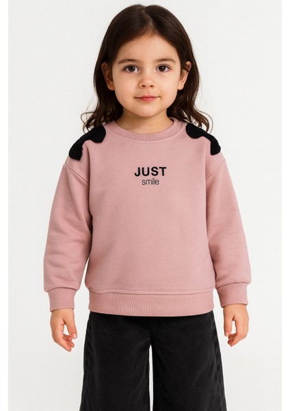Kız Çocuk %100 Pamuk Pembe Sweatshirt Fiyonk Detaylı - Şık ve Rahat Kız Çocuk Giyim