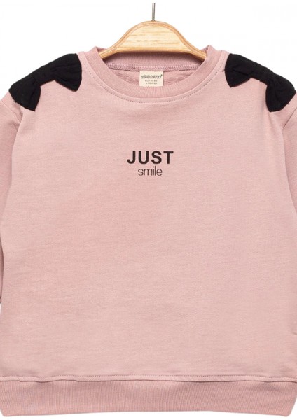 Kız Çocuk %100 Pamuk Pembe Sweatshirt Fiyonk Detaylı - Şık ve Rahat Kız Çocuk Giyim modelleri