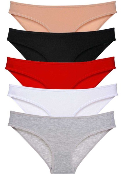 5 Adet Süper Eko Set Likralı Kadın Slip Külot Çok Renkli