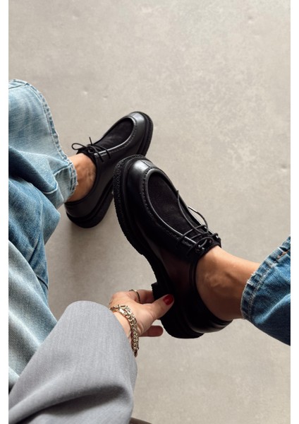 Muse Siyah Hakiki Deri Loafer