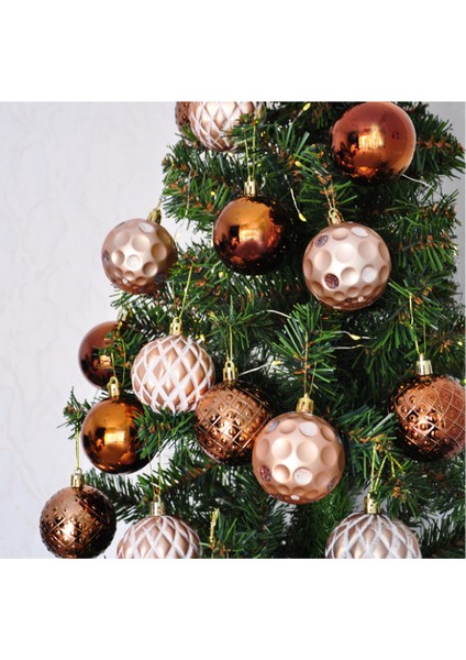 Yılbaşı Ağacı Süsleme Topları Seti 24 Adet Bronz Renk fiyatları