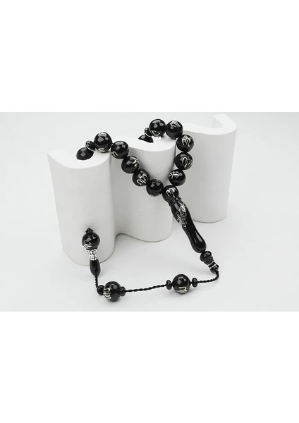 Oltu Taşı Allah Muhammet Arapça El Işçiliği Tespih