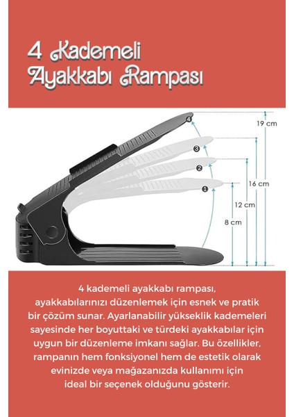 10 Lu Ayarlanabilir 4 Kademeli Ayakkabı Rampası Ayakkabı Düzenleyici Dolap Içi Organizer indirimleri