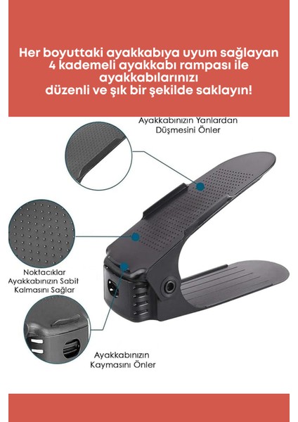 10 Lu Ayarlanabilir 4 Kademeli Ayakkabı Rampası Ayakkabı Düzenleyici Dolap Içi Organizer