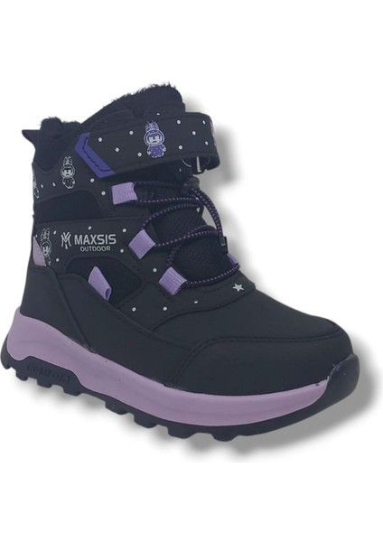 054 Kız Çocuk Siyah Lila Cırt Cırtlı Treking Bot modelleri