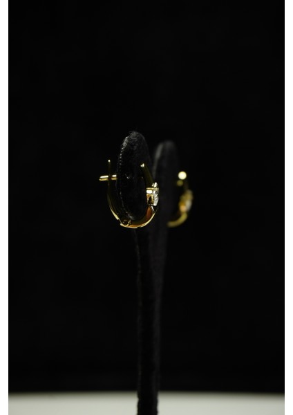 Zirkon Taşlı Minimal Çelik Küpe