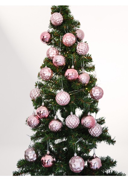 Yılbaşı Ağacı Süsleme Topları Seti 24 Adet Şampanya Rengi