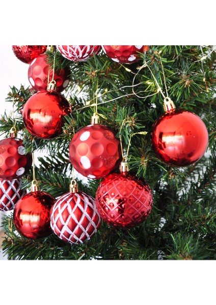Yılbaşı Ağacı Süsleme Topları Seti 24 Adet Kırmızı Renk fiyatları
