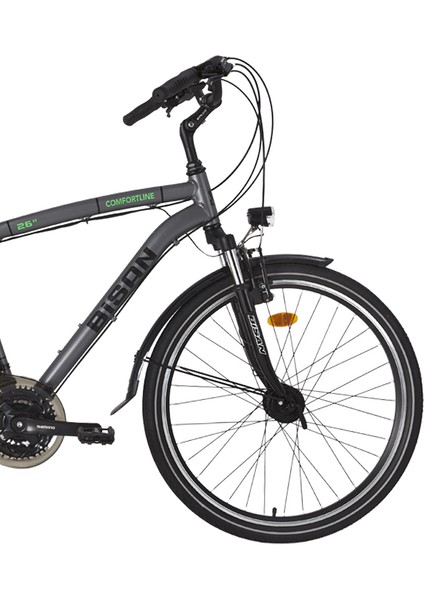 Comfortline Şehir Bisikleti 48 cm V Fren 26 Jant 21 Vites Metalik Gri Yeşil fiyatları