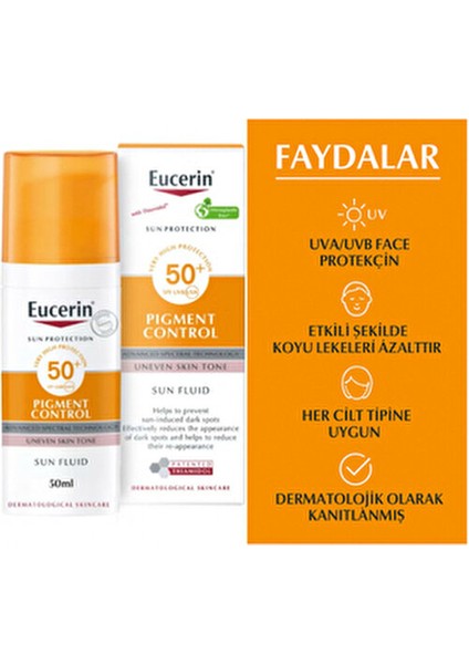 Pigment Control SPF50 Güneş Kremi Yüz İçin Hızla Emilen 50 ml Tüm Cilt Tiplerine Uygun fırsatları