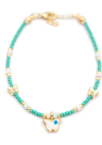 Kelebek Boncuk Bileklik - Açık Yeşil