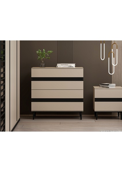 Star Şifonyer 4c Soft - Kumtası Siyah