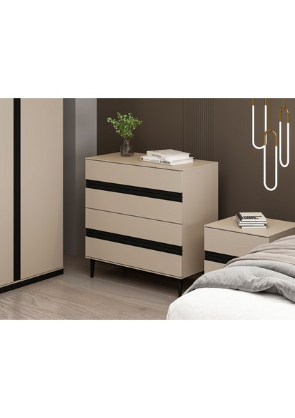 Star Şifonyer 4c Soft - Kumtası Siyah fiyatları