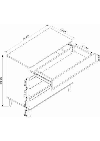 Star Şifonyer 4c Soft - Kumtası Siyah