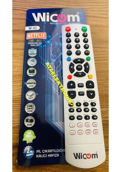 8 In1 Evrensel Akıllı Kumanda Öğrenebilme Özelliği - Lcd/led Smart Tv Netflix Tuşlu - Tüplü Tv - DVD - Uydu Alıcısı - Ses Sistemi - Androidbox Cihazlar Için Uyumlu, Pil Çıkartıldığında Kalıcı Hafıza
