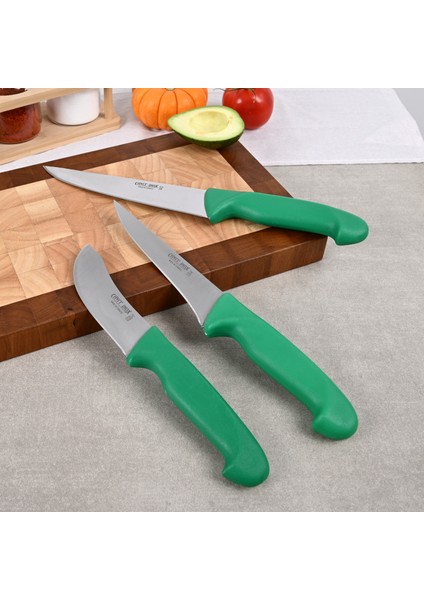 Yeşil Saplı 3’lü Kurban & Kasap Bıçağı Seti