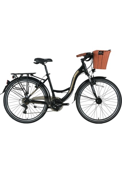 Sandy Şehir Bisikleti 43 cm V Fren 26 Jant 21 Vites Mat Siyah Gold