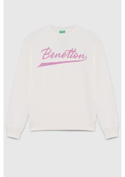Kız Çocuk BNT-G23345 Benetton Sweatshirt Ekru
