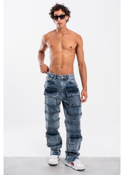 Erkek Lacivert Baggy Pantolon Çok Cepli fiyatları