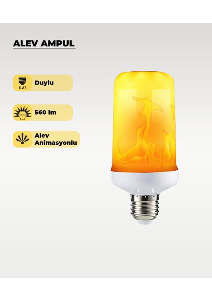 7W Alev Efektli Dekoratif LED Ampul - E27 Duy