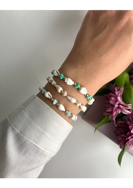 Deniz Kabuklu Kristal Taşlı Makrome Bileklik fiyatları