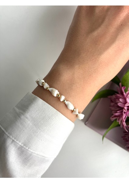 Deniz Kabuklu Kristal Taşlı Makrome Bileklik indirimleri