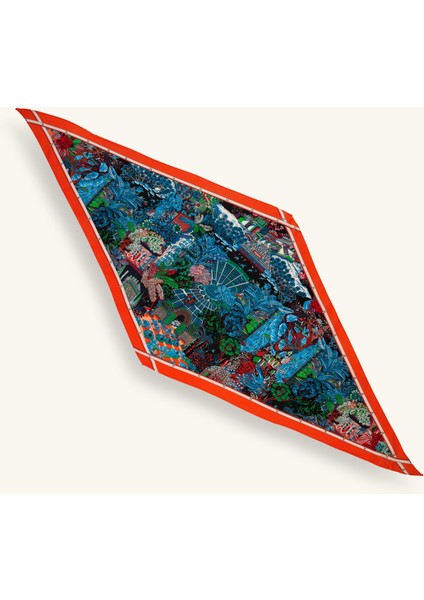 Orman Desenli Üçgen Turuncu Fular