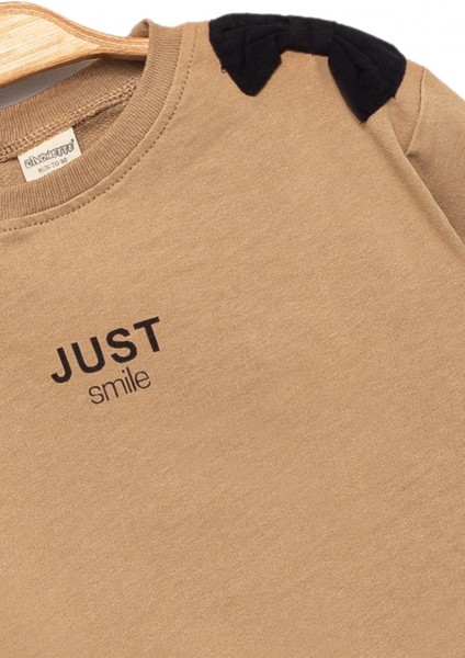 Kız Çocuk %100 Pamuk Fiyonk Detaylı Bej Sweatshirt - Şık ve Rahat Tasarım fırsatları