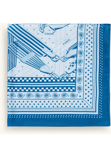 Geometrik Desenli Mavi Fular fiyatları