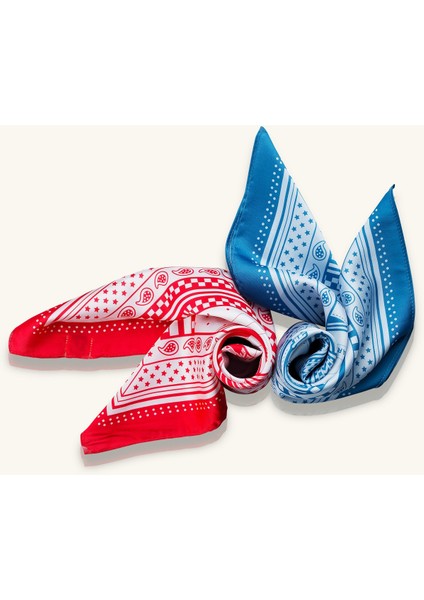 Geometrik Desenli Mavi Fular fırsatları