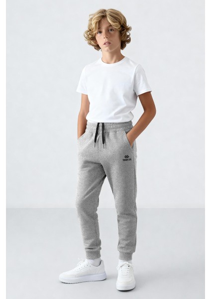 Gri Melanj Standart Fit Manşetli Ince Erkek Çocuk Eşofman Alt - 11062 fiyatları