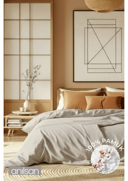 Düz Taş Tek Kişilik Lastikli Çarşaf Düğmeli Ranforce Nevresim Takım %100 Pamuk 1 Adet Yastık Kılıf