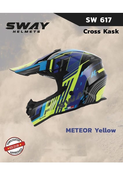Meteor Full Face Tam Korumalı Kask (L/59-60CM) Sarı - Mavi fiyatları