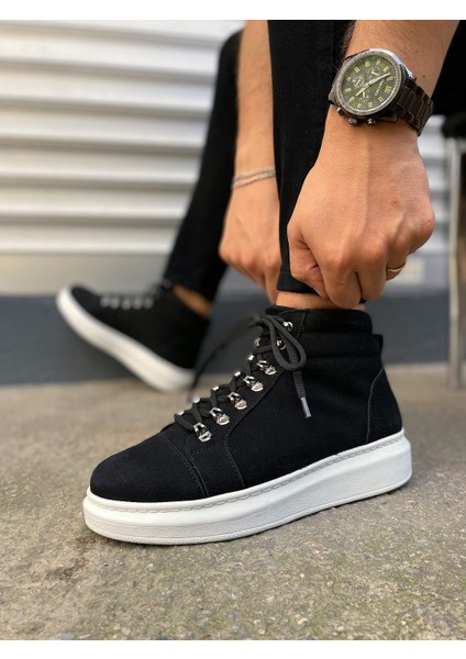 JET-206 Ottawa Bağcıklı Ortopedik Taban Süet Erkek Spor Bot SBT - Siyah modelleri