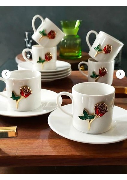 Fine Living Regna Home Gül Işlemeli 12 Parça 6 Kişilik Sade Porselen Kahve Seti fiyatları