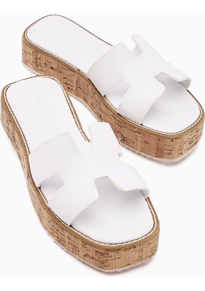 Runa Beyaz Kalın Tabanlı Kadın Terlik fiyatları