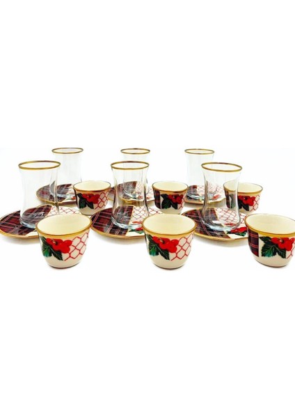 Kokina Desenli Çay Bardağı- Kahve Bardağı Seti 18 Parça fiyatları